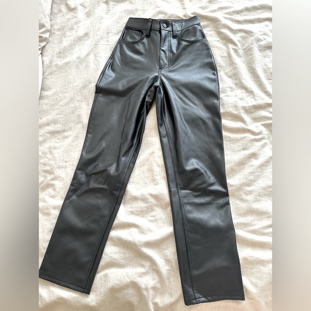 Abercrombie Ultra High Rise Ankle Straight Vegan Leather Pants